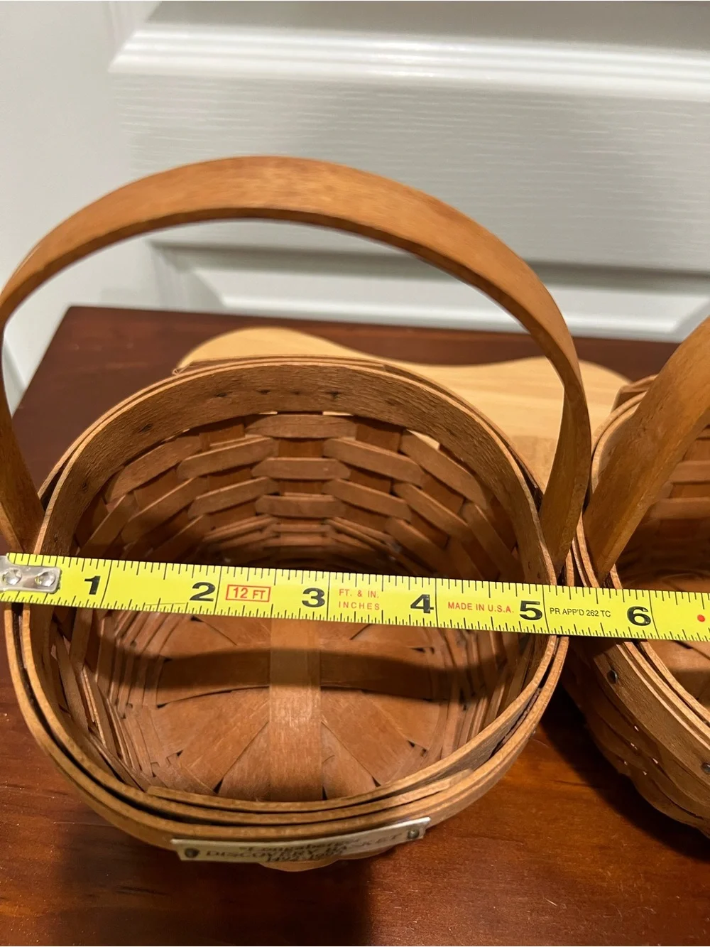 Vtg Longaberger Pair (2) Handwoven Basket with Brass Nameplates 1992